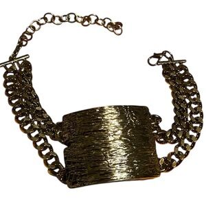 🔥 Heavy Gold Tone Textured Panel Statement Chain Choker Necklace | New